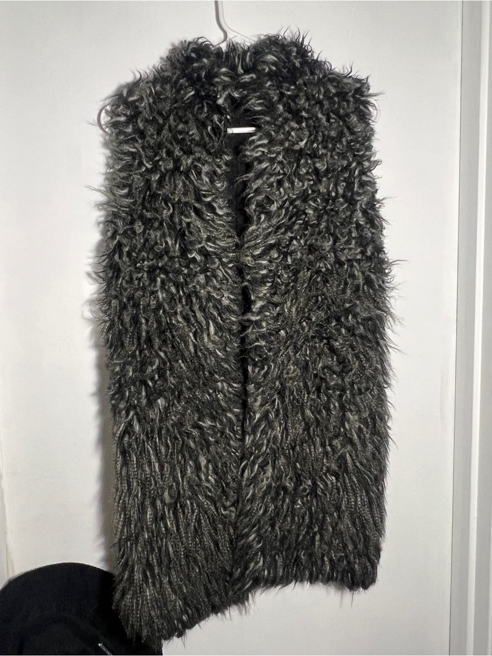 rave Shaggy Faux-Fur Teddy Vest in Black